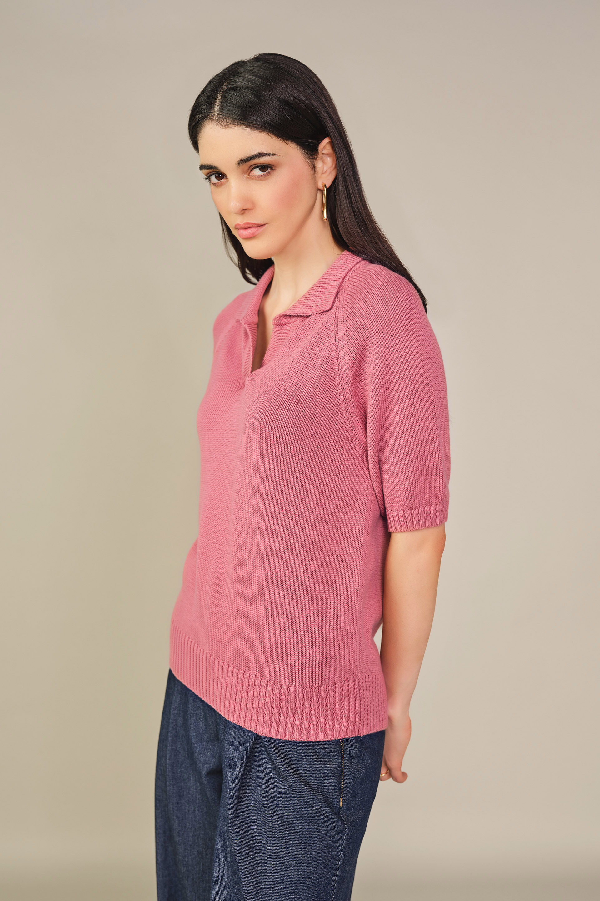 Solid Polo Top in Pink, Pink, image 5